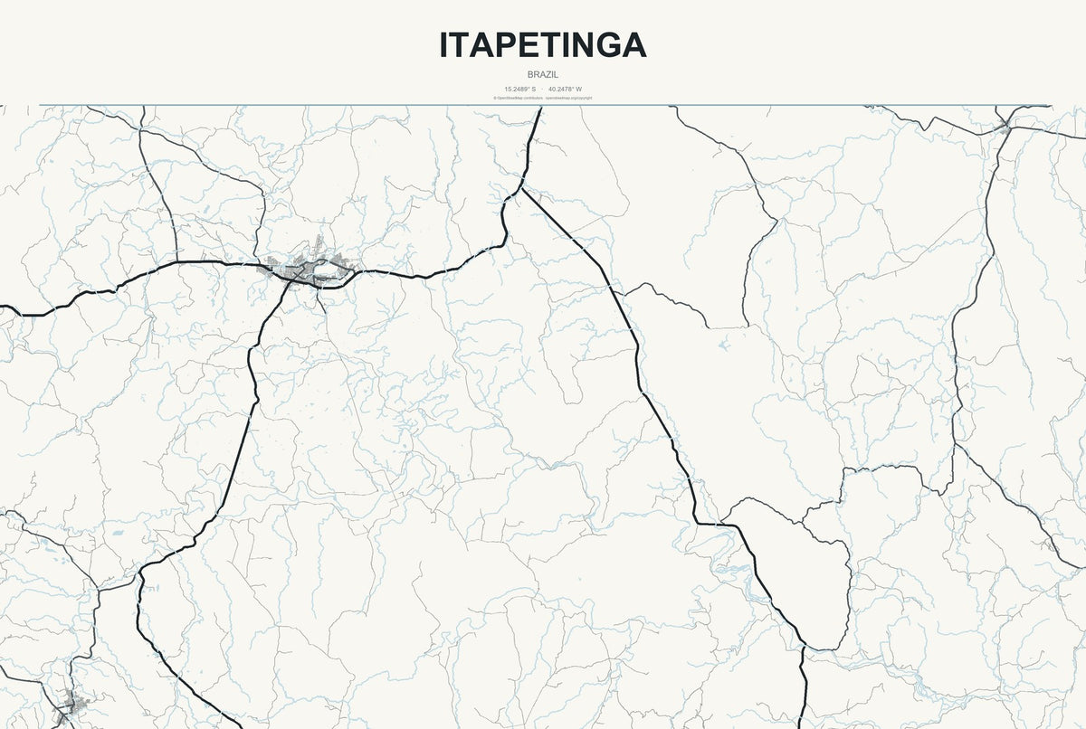 Itapetinga, Brazil City Map Aluminum Sign in Headline Atlas style