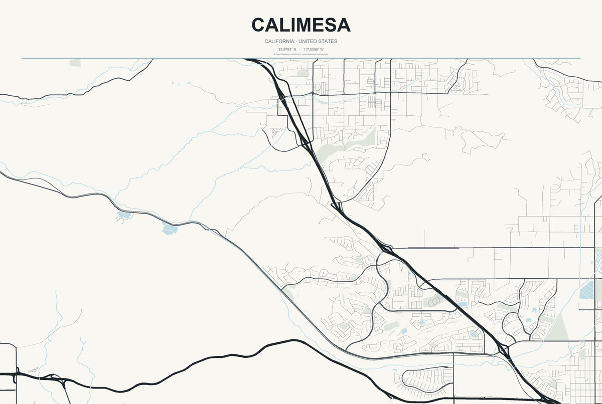 Calimesa, California City Map Aluminum Sign in Headline Atlas style