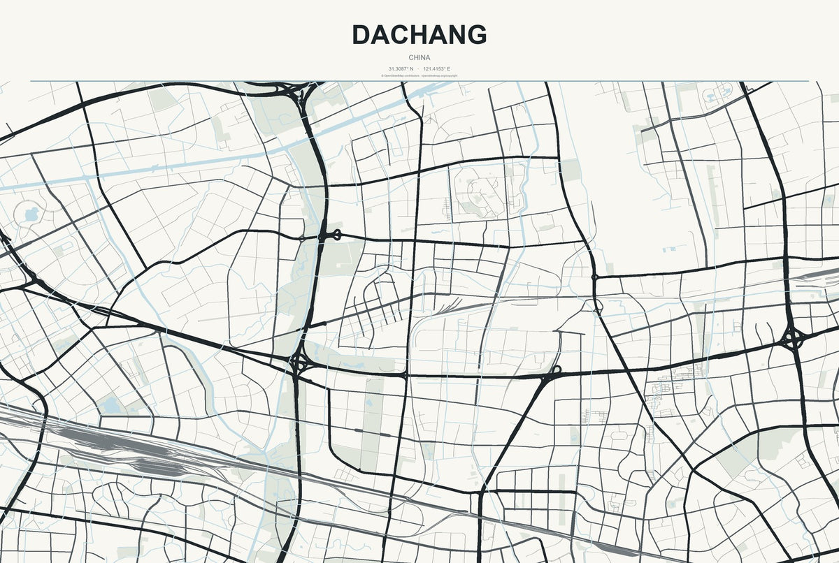 Dachang, Chongqing, China City Map Aluminum Sign in Headline Atlas style