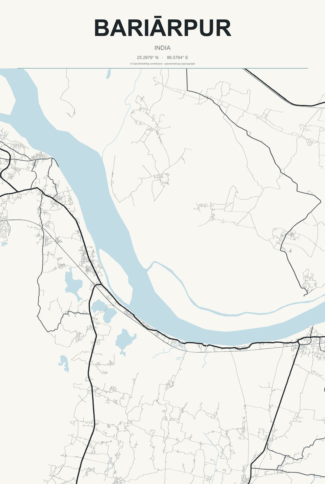 Bariārpur, India City Map Aluminum Sign in Headline Atlas style