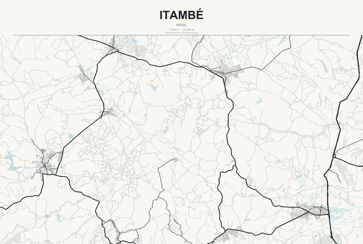 Itambé, Pernambuco, Brazil City Map Aluminum Sign in Headline Atlas style