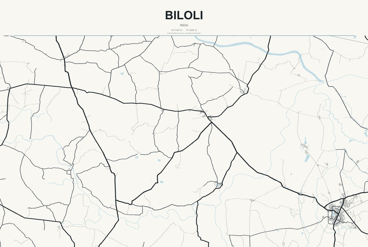 Biloli, India City Map Aluminum Sign in Headline Atlas style