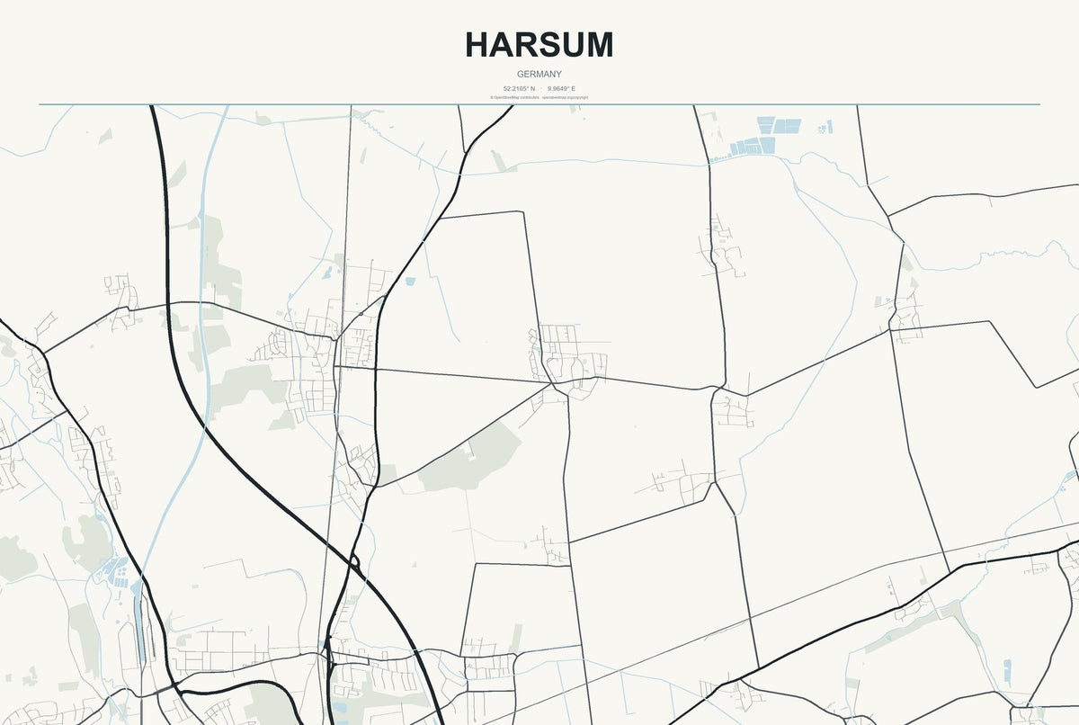 Harsum, Germany City Map Aluminum Sign in Headline Atlas style