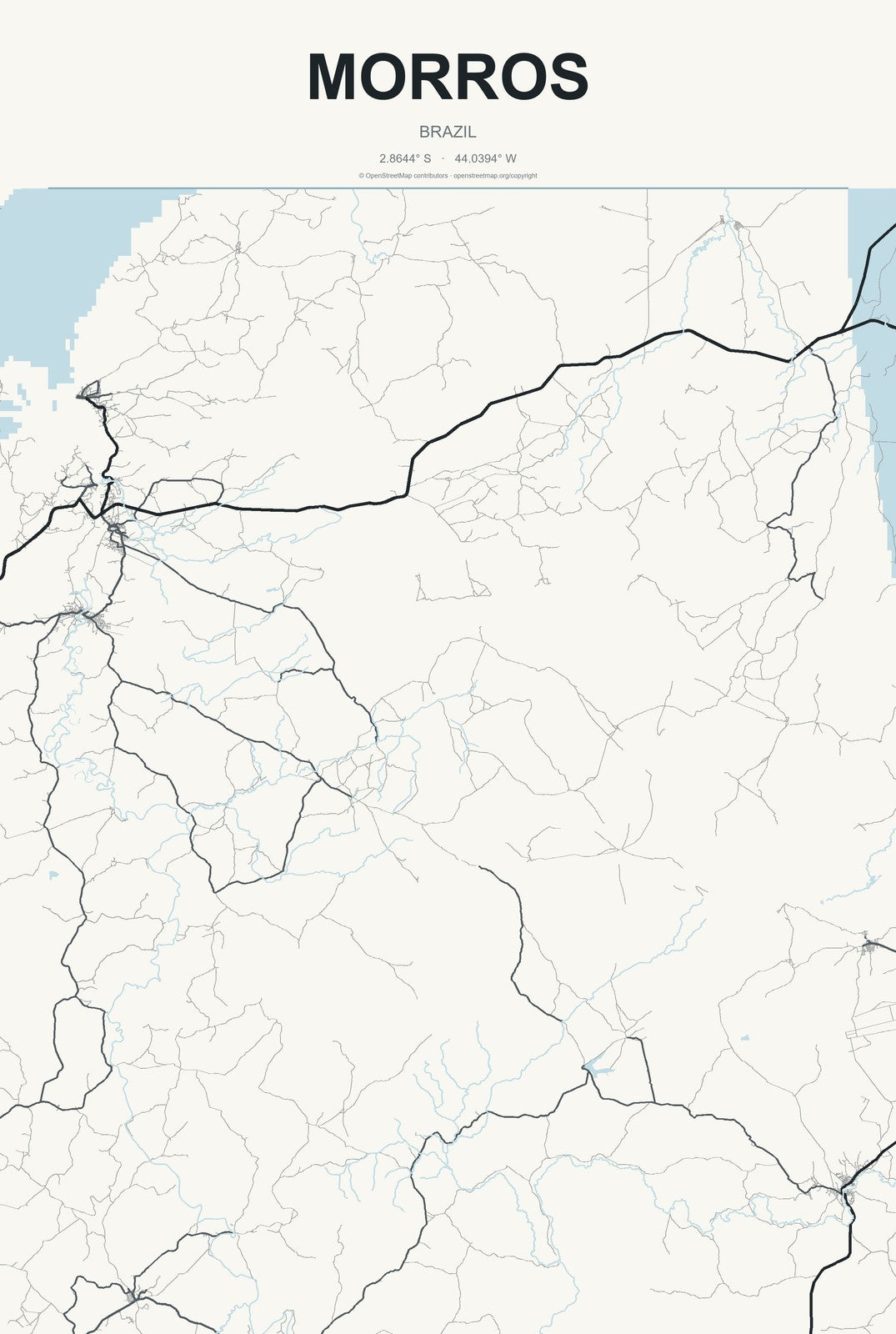 Morros, Brazil City Map Aluminum Sign in Headline Atlas style