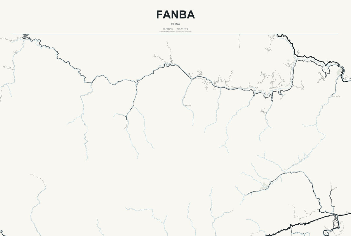 Fanba, China City Map Aluminum Sign in Headline Atlas style
