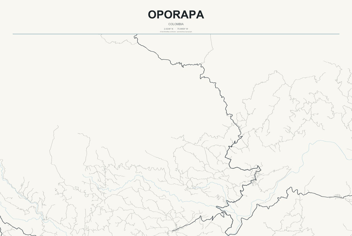 Oporapa, Colombia City Map Aluminum Sign in Headline Atlas style