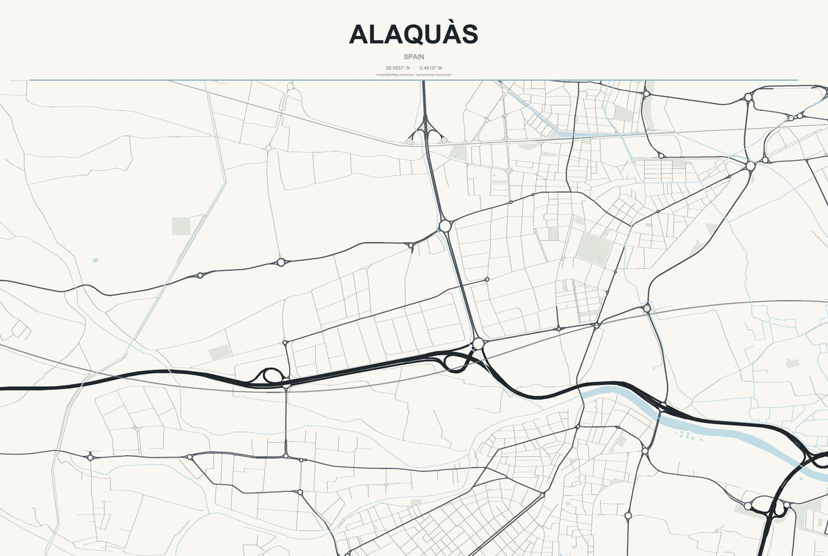 Alaquàs, Spain City Map Aluminum Sign in Headline Atlas style