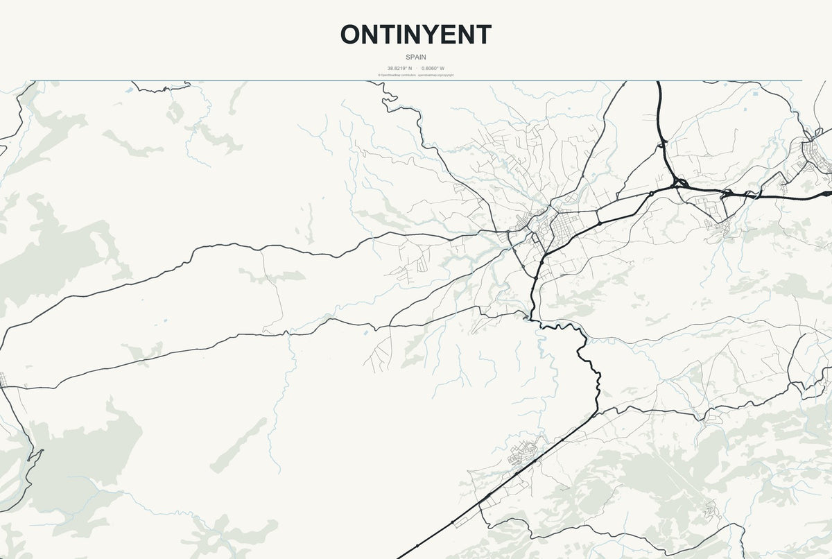Ontinyent, Spain City Map Aluminum Sign in Headline Atlas style