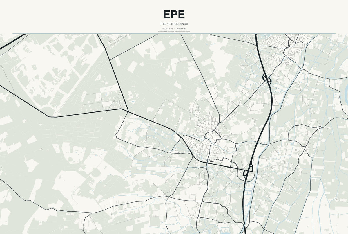 Epe, The Netherlands City Map Aluminum Sign in Headline Atlas style
