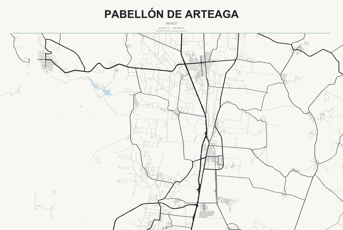 Pabellón de Arteaga, Mexico City Map Aluminum Sign in Headline Atlas style