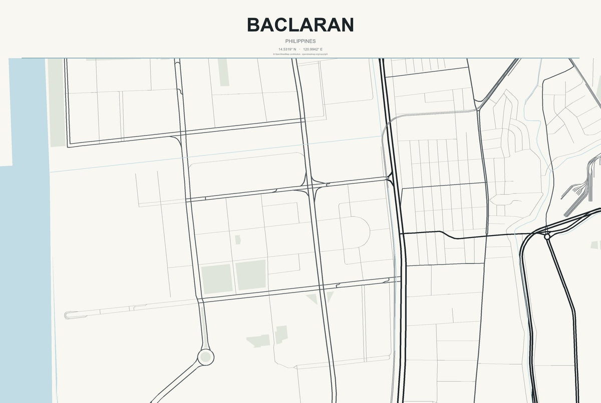 Baclaran, Philippines City Map Aluminum Sign in Headline Atlas style