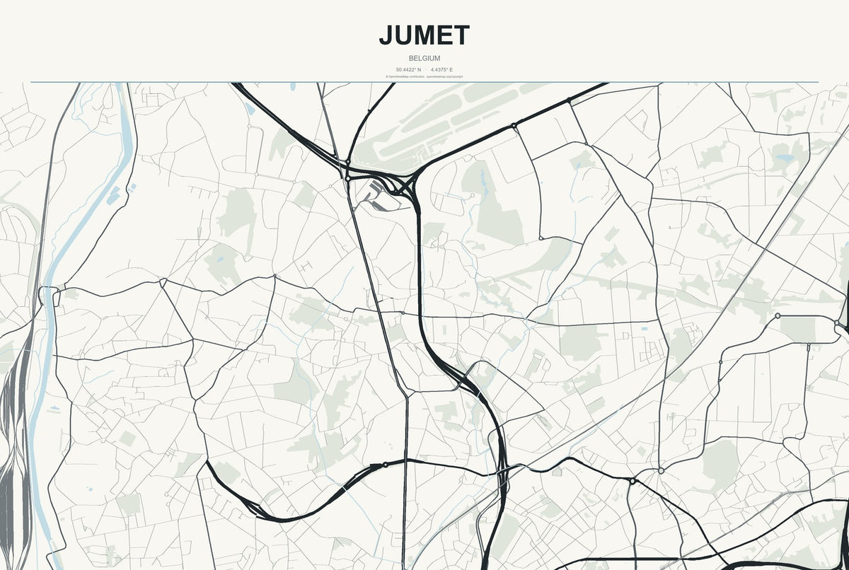 Jumet, Belgium City Map Aluminum Sign in Headline Atlas style