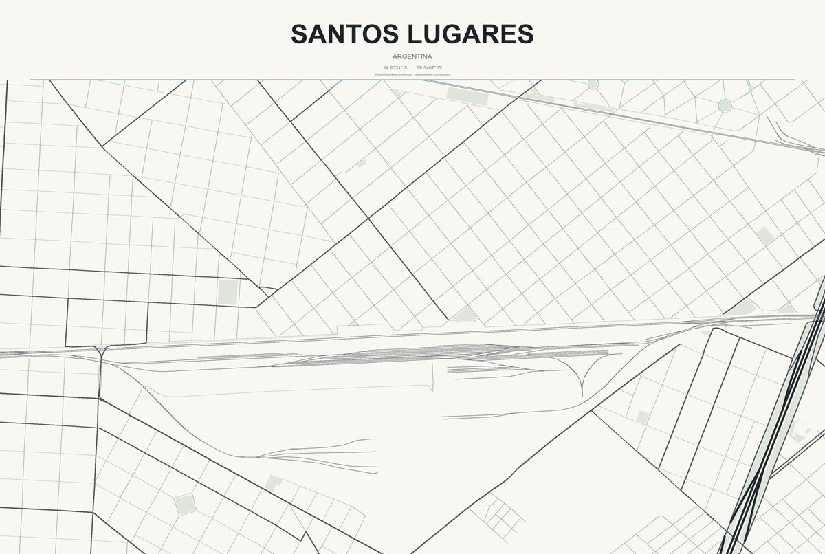 Santos Lugares, Argentina City Map Aluminum Sign in Headline Atlas style