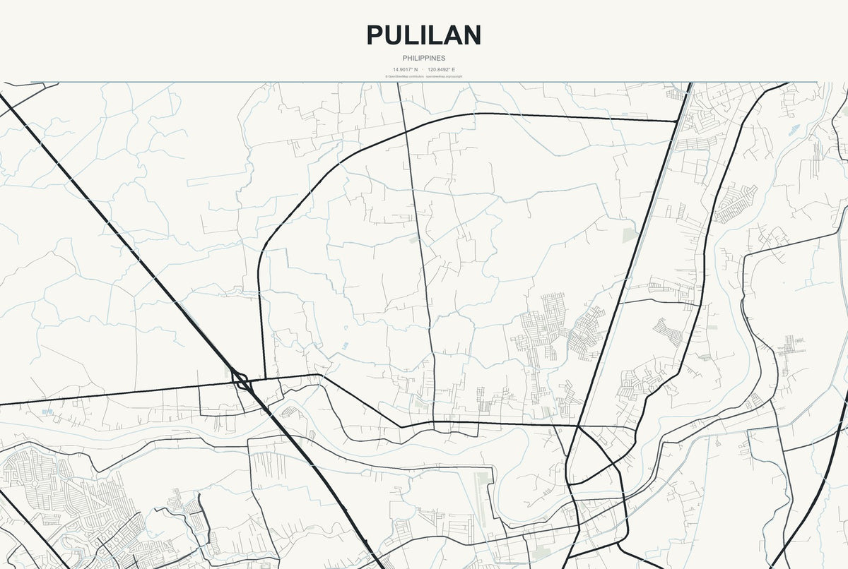 Pulilan, Philippines City Map Aluminum Sign in Headline Atlas style