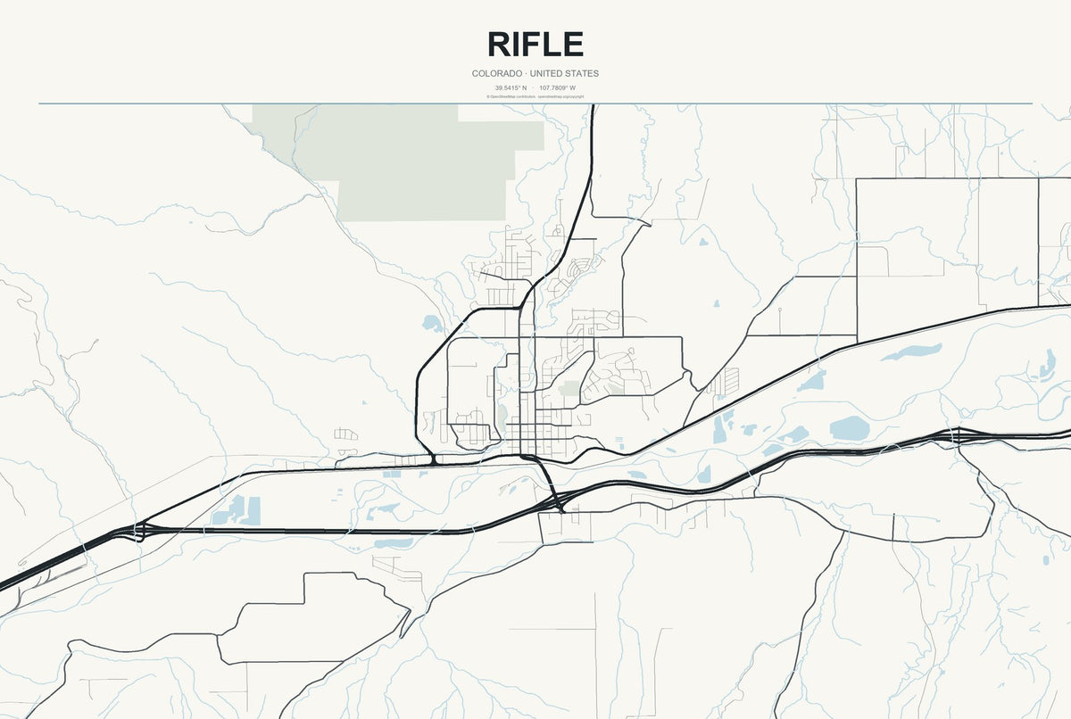 Rifle, Colorado City Map Aluminum Sign in Headline Atlas style