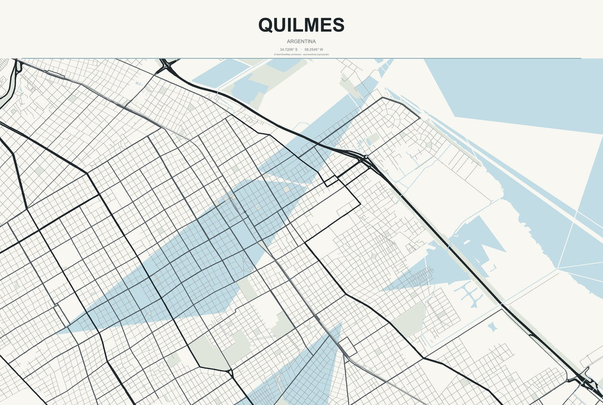 Quilmes, Argentina City Map Aluminum Sign in Headline Atlas style