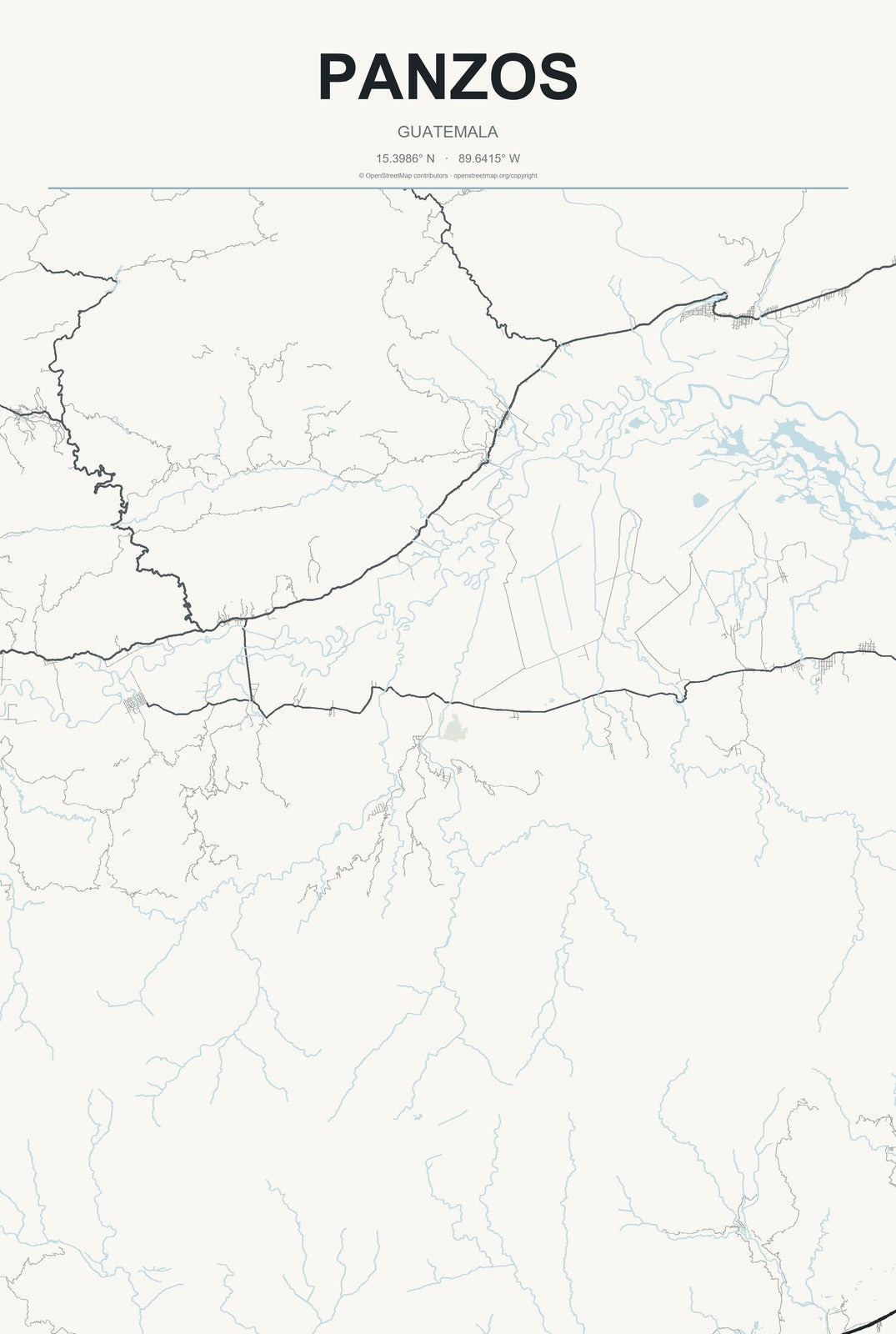 Panzos, Guatemala City Map Aluminum Sign in Headline Atlas style