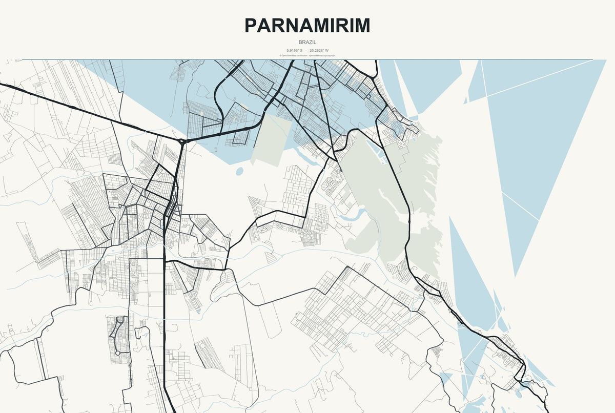 Parnamirim, Pernambuco, Brazil City Map Aluminum Sign in Headline Atlas style