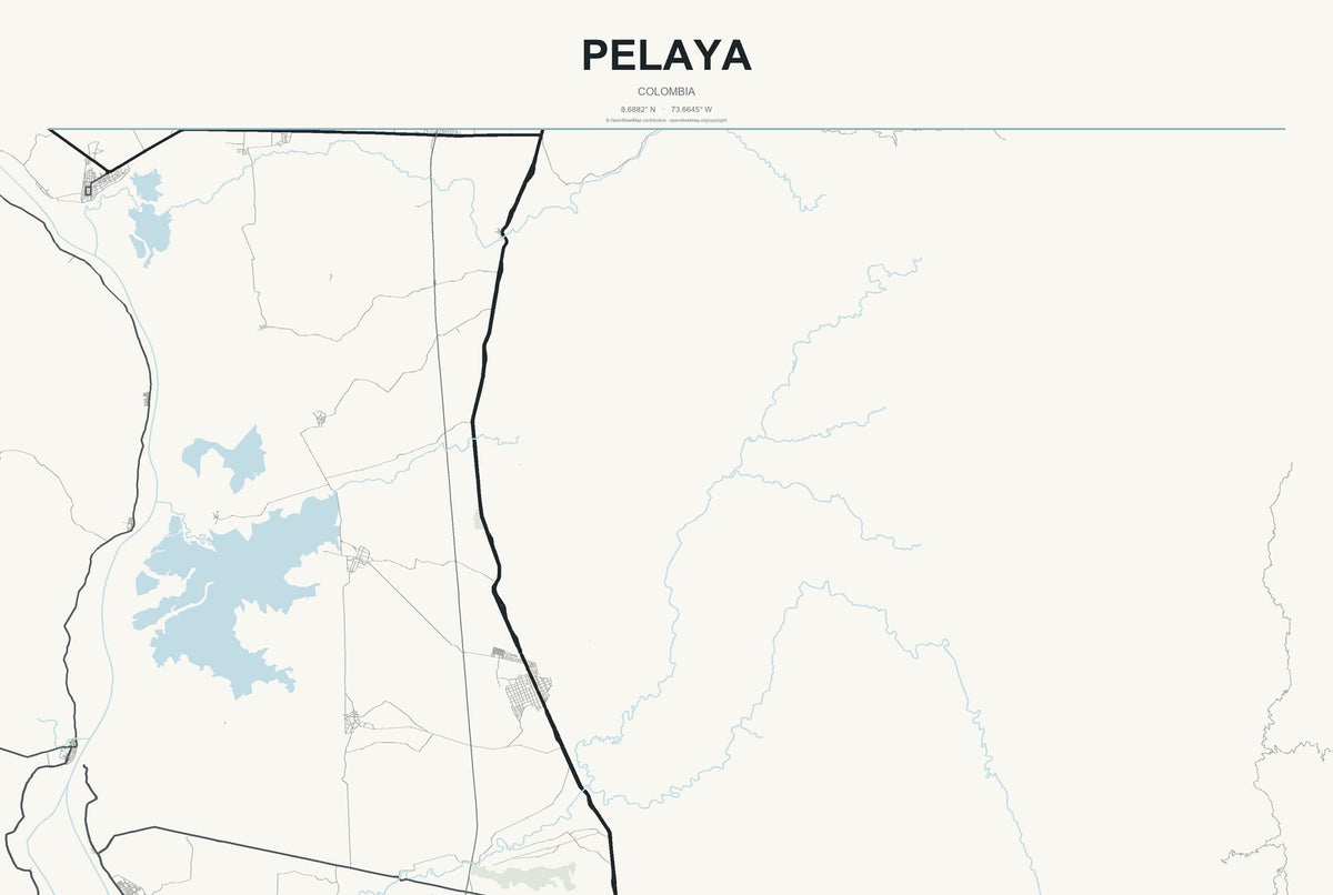 Pelaya, Colombia City Map Aluminum Sign in Headline Atlas style