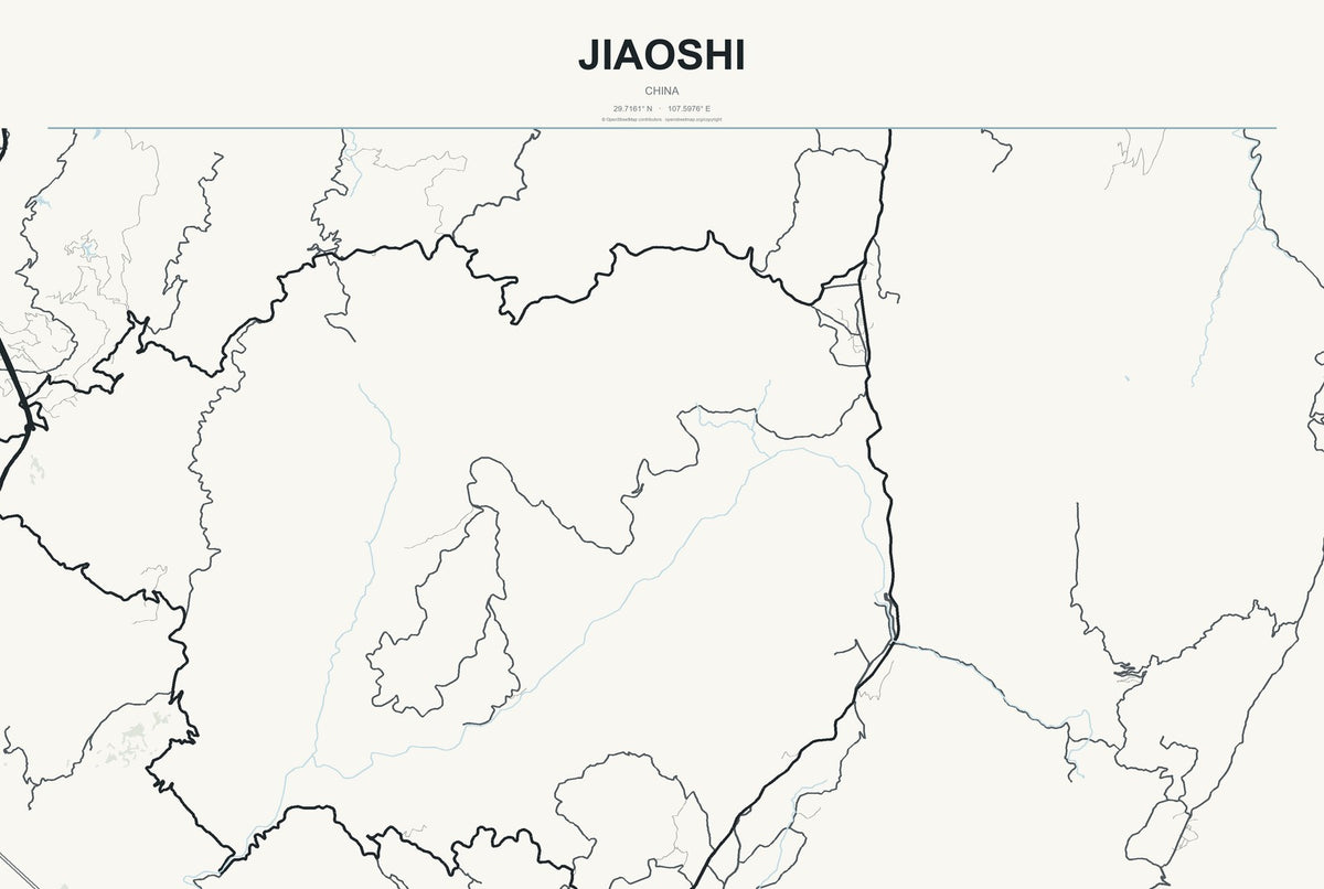 Jiaoshi, China City Map Aluminum Sign in Headline Atlas style