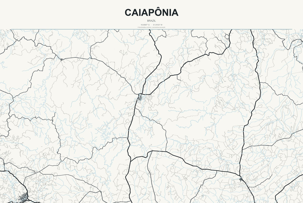 Caiapônia, Brazil City Map Aluminum Sign in Headline Atlas style