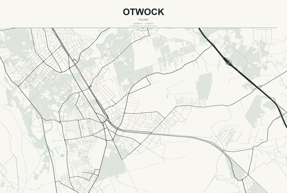 Otwock, Poland City Map Aluminum Sign in Headline Atlas style