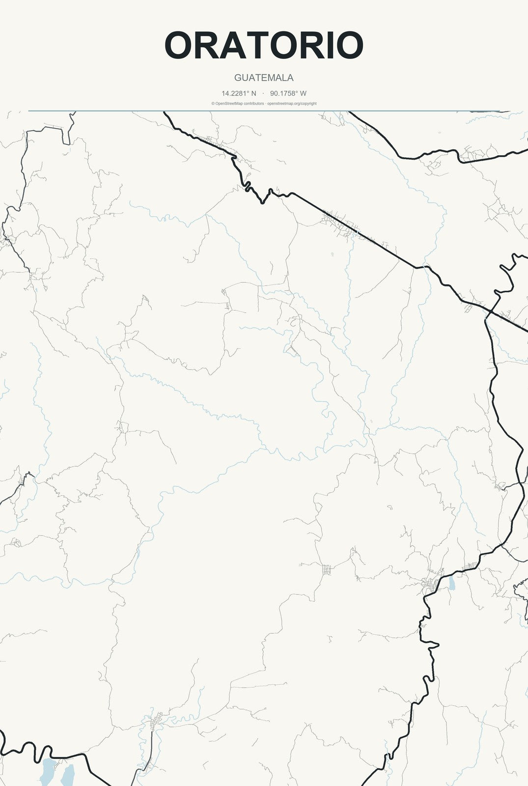 Oratorio, Guatemala City Map Aluminum Sign in Headline Atlas style