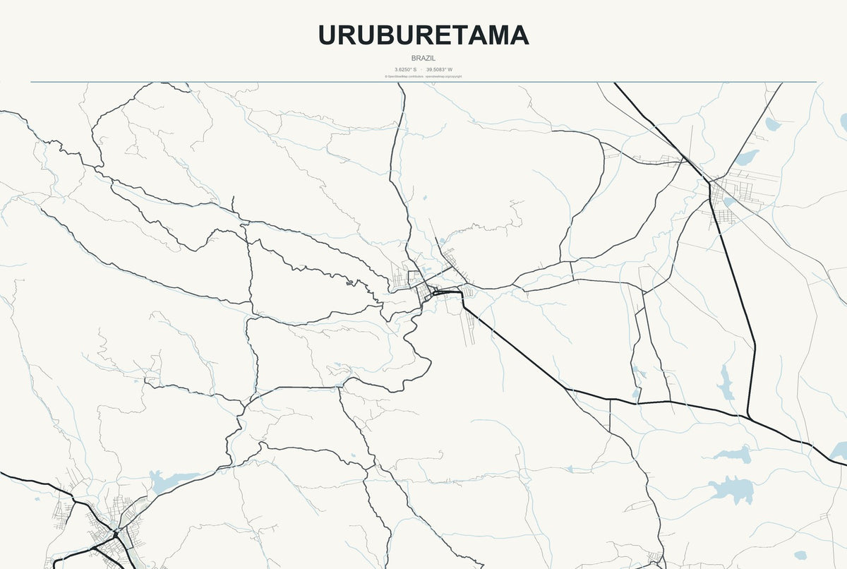 Uruburetama, Brazil City Map Aluminum Sign in Headline Atlas style