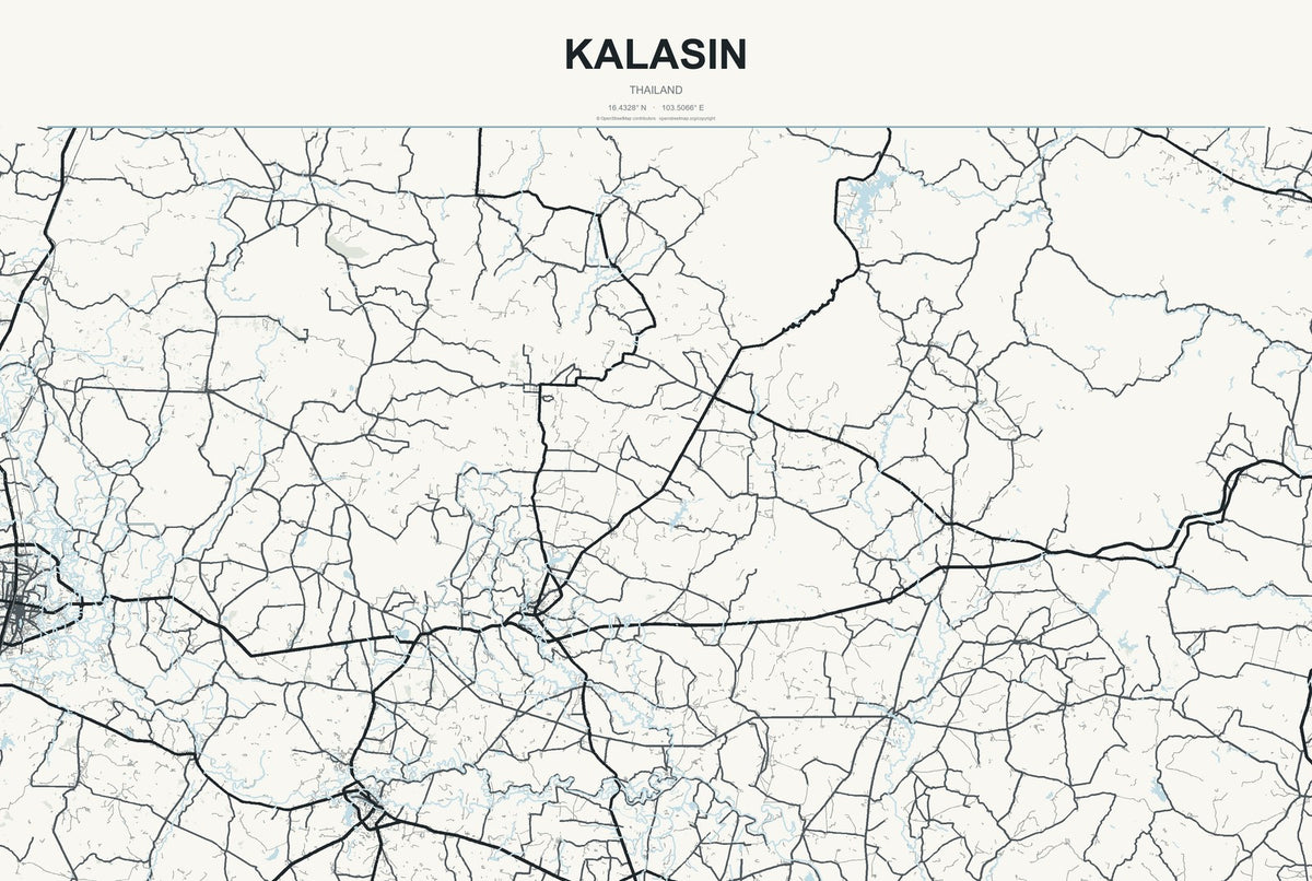 Kalasin, Thailand City Map Aluminum Sign in Headline Atlas style