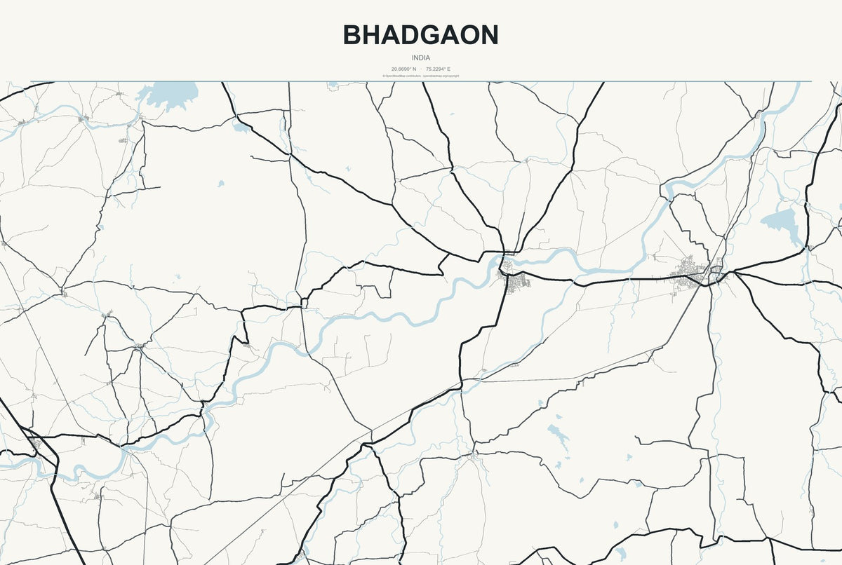 Bhadgaon, India City Map Aluminum Sign in Headline Atlas style