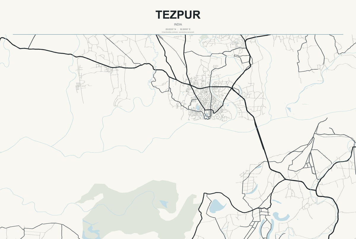 Tezpur, India City Map Aluminum Sign in Headline Atlas style