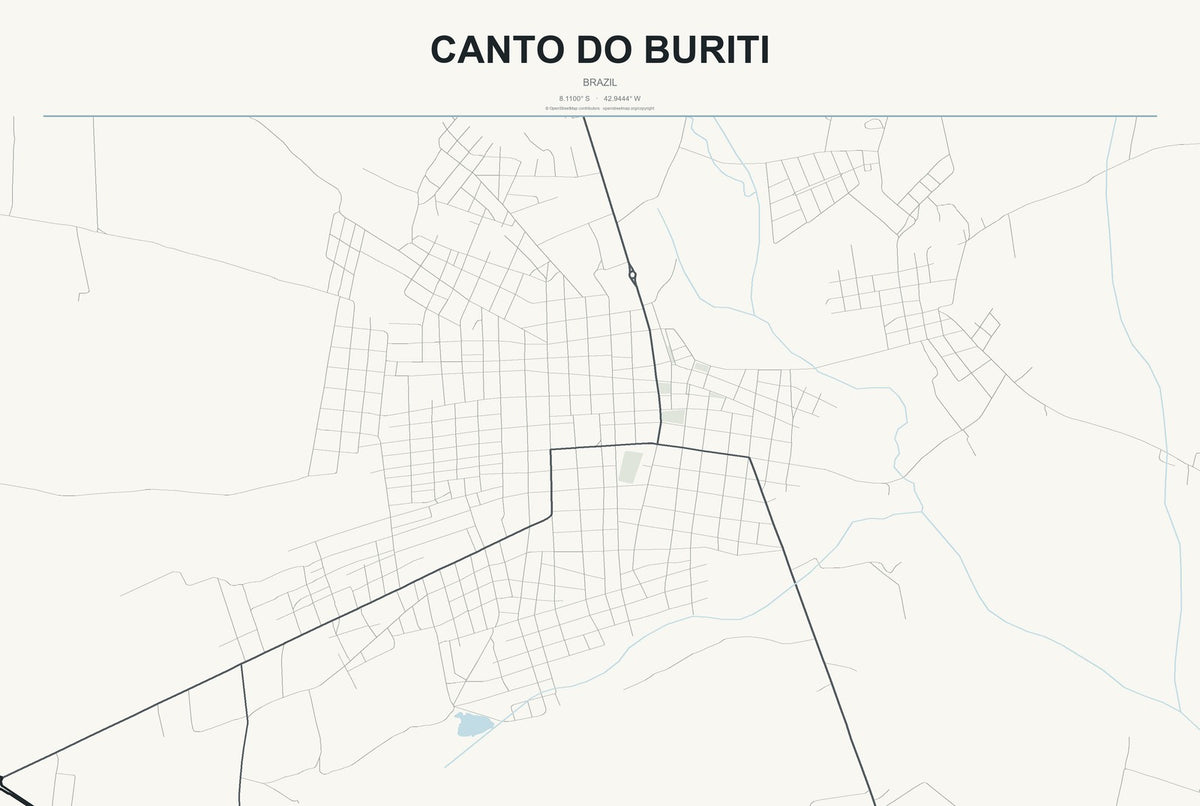 Canto do Buriti, Brazil City Map Aluminum Sign in Headline Atlas style