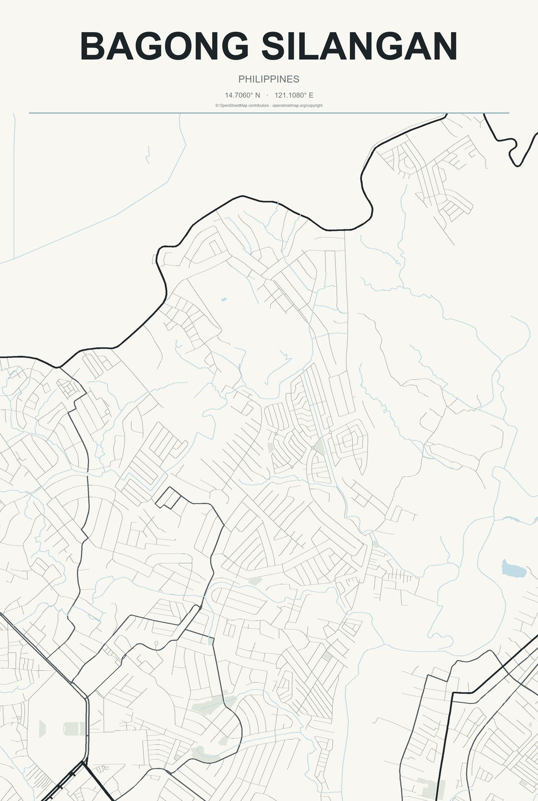 Bagong Silangan, Philippines City Map Aluminum Sign in Headline Atlas style