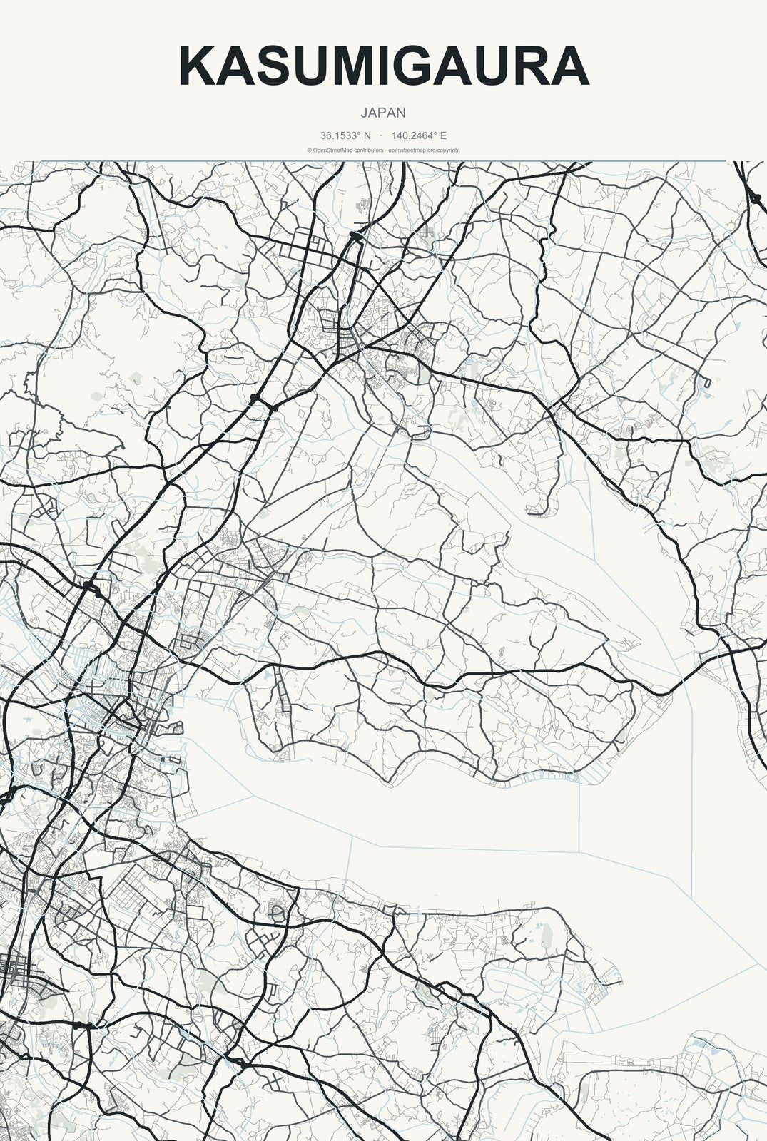 Kasumigaura, Japan City Map Aluminum Sign in Headline Atlas style