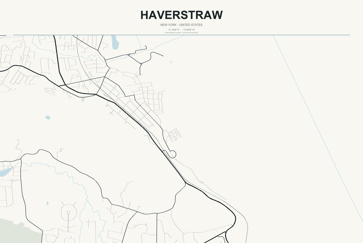 Haverstraw, New York City Map Aluminum Sign in Headline Atlas style