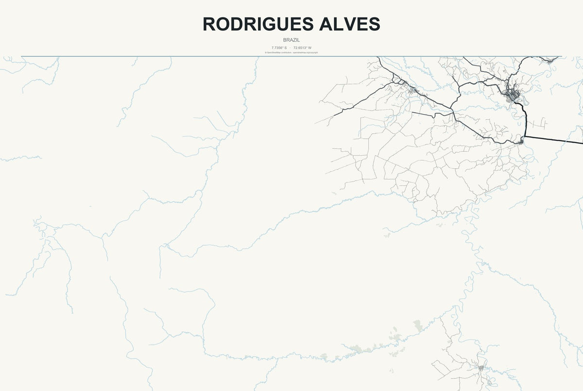 Rodrigues Alves, Brazil City Map Aluminum Sign in Headline Atlas style