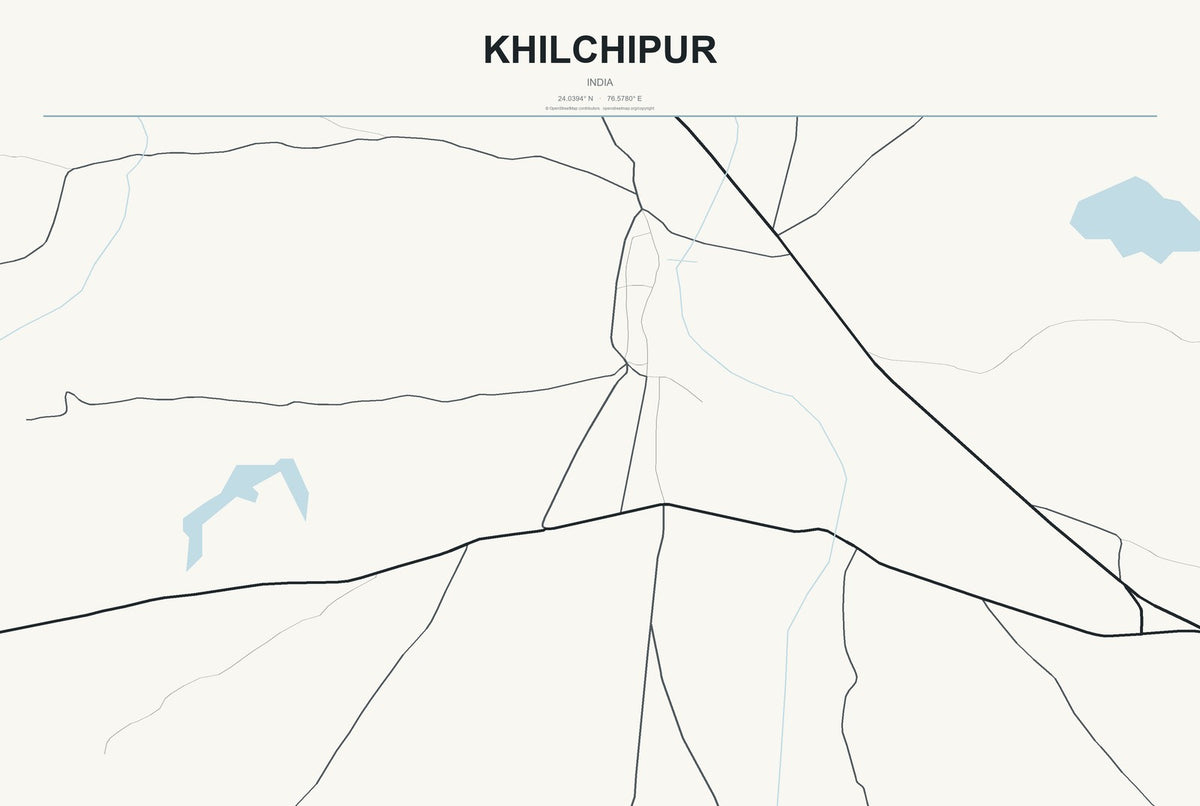 Khilchipur, India City Map Aluminum Sign in Headline Atlas style