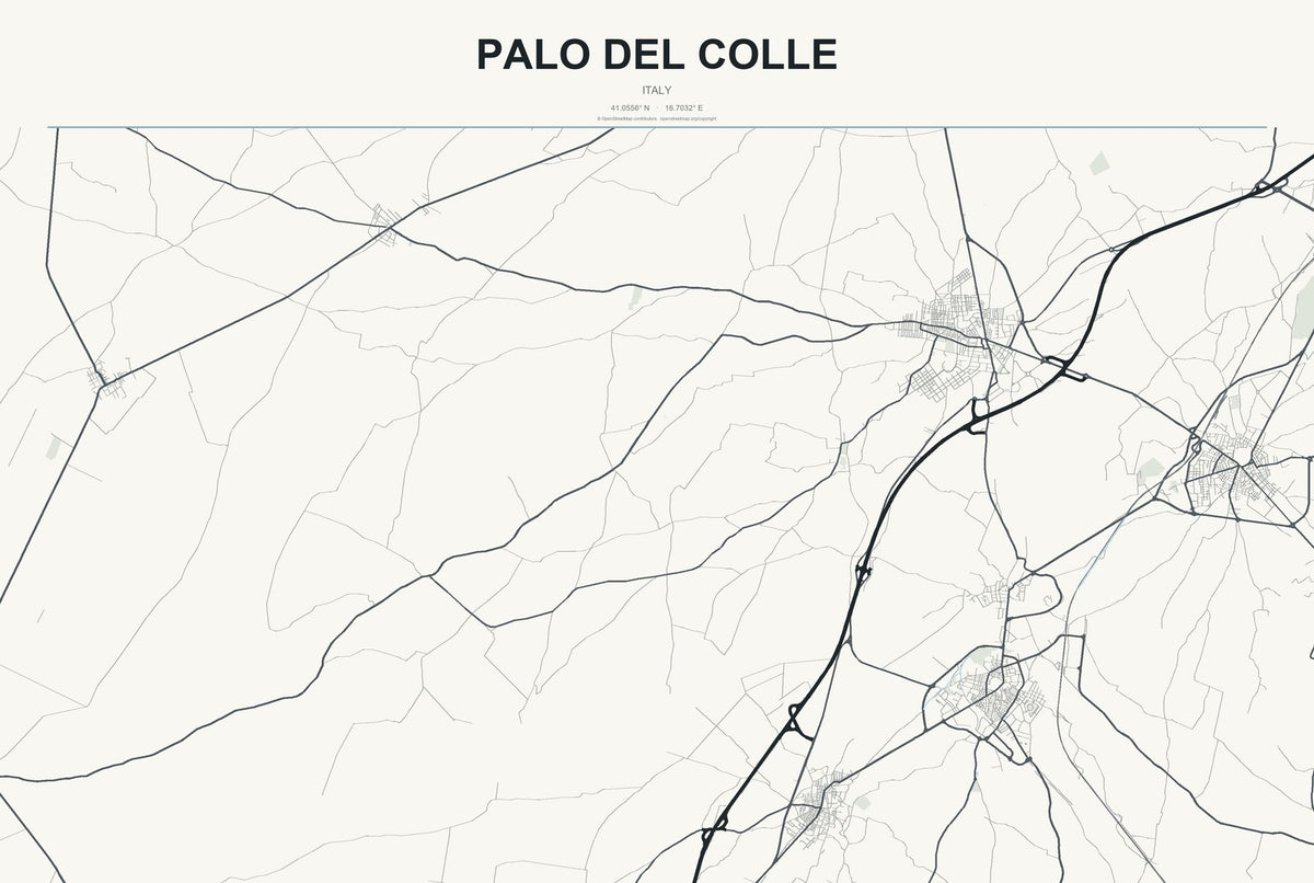 Palo del Colle, Italy City Map Aluminum Sign in Headline Atlas style
