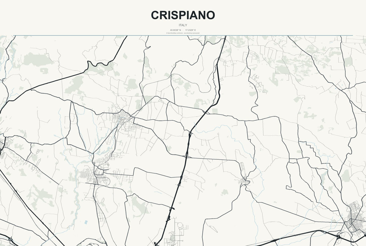 Crispiano, Italy City Map Aluminum Sign in Headline Atlas style
