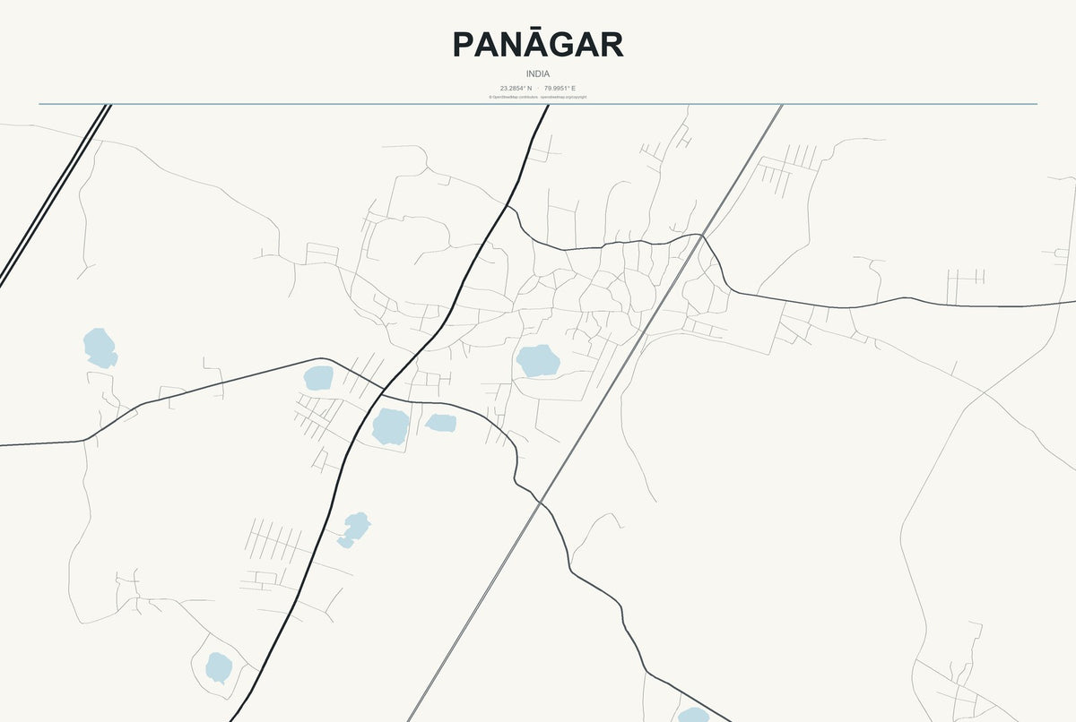 Panāgar, India City Map Aluminum Sign in Headline Atlas style