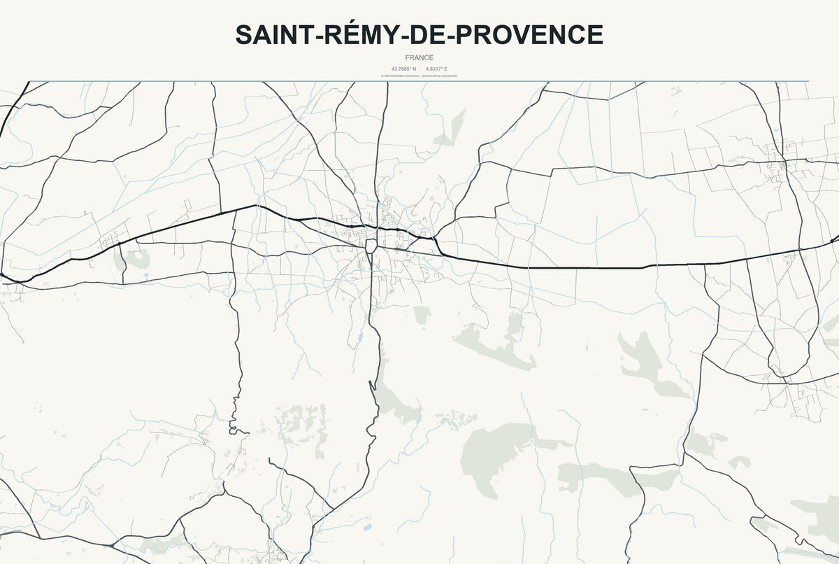 Saint-Rémy-de-Provence, France City Map Aluminum Sign in Headline Atlas style