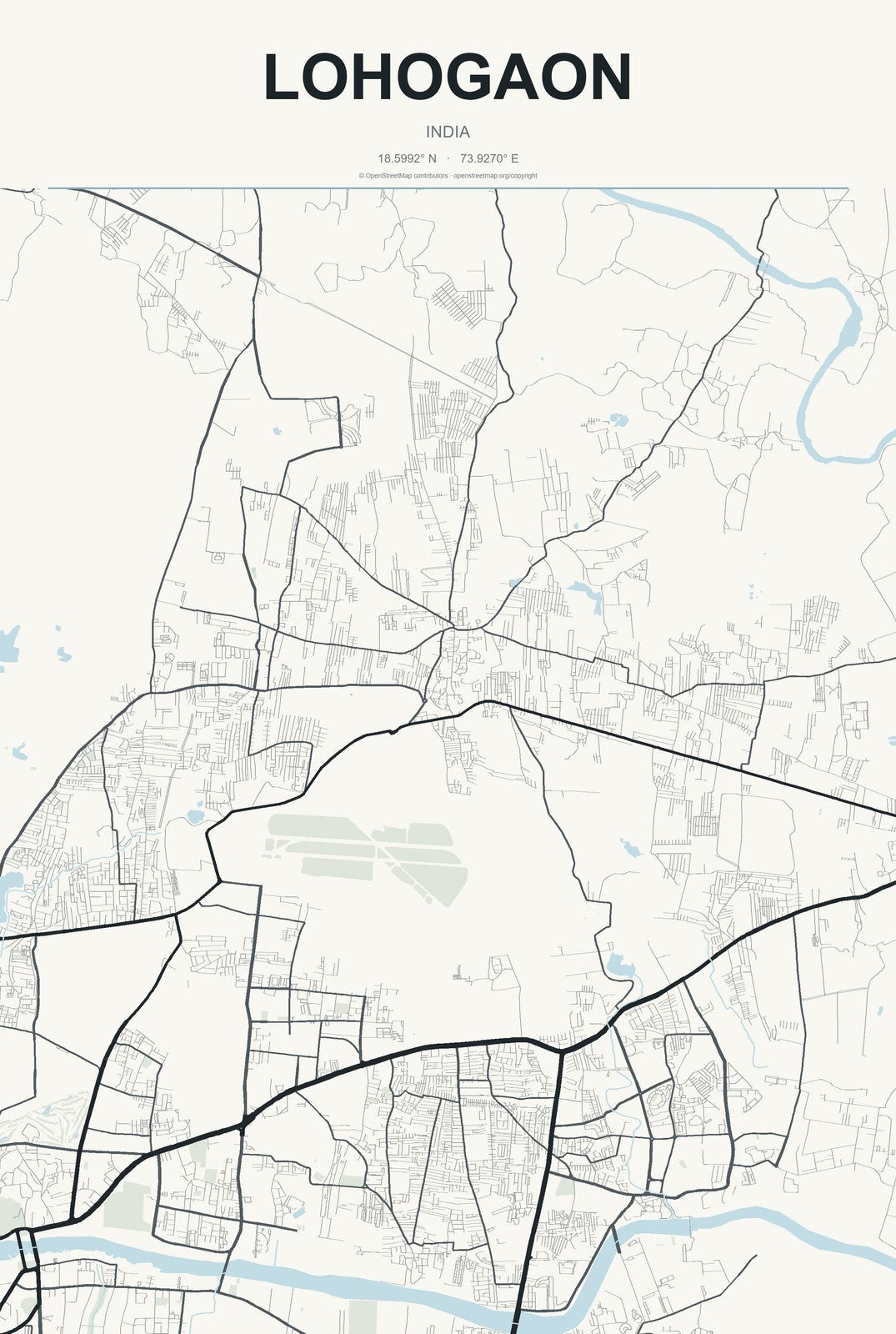 Lohogaon, India City Map Aluminum Sign in Headline Atlas style