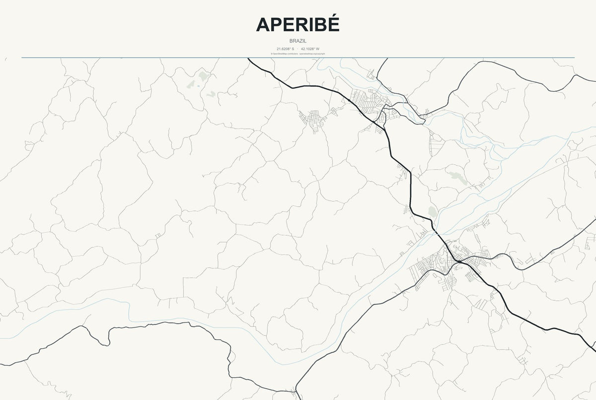 Aperibé, Brazil City Map Aluminum Sign in Headline Atlas style