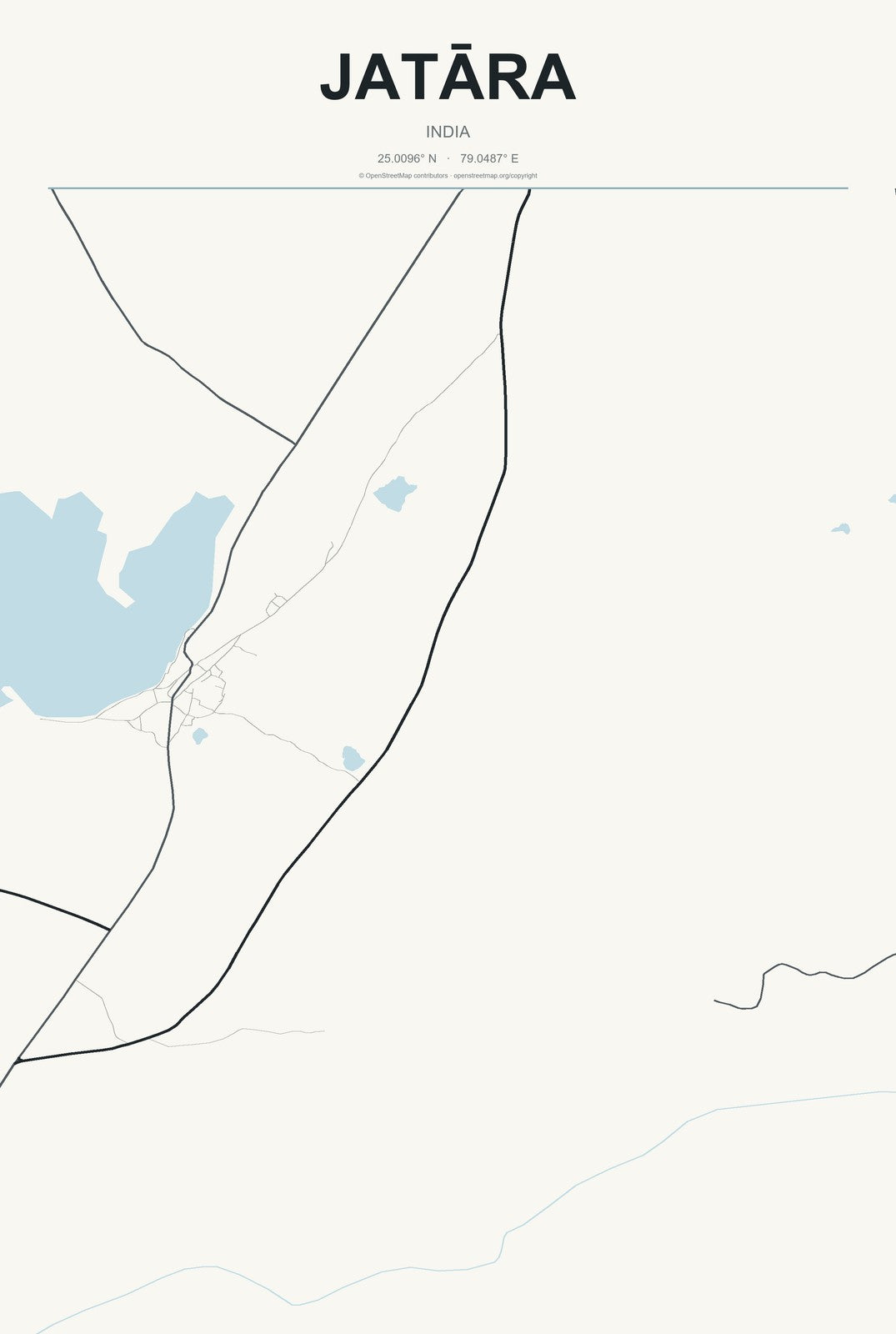 Jatāra, India City Map Aluminum Sign in Headline Atlas style
