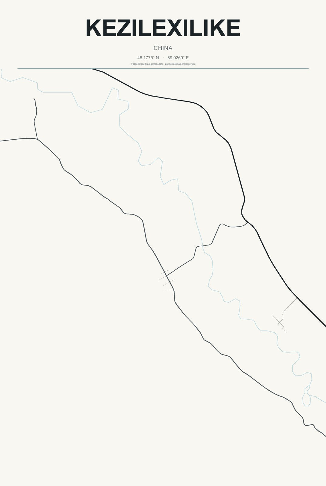 Kezilexilike, China City Map Aluminum Sign in Headline Atlas style