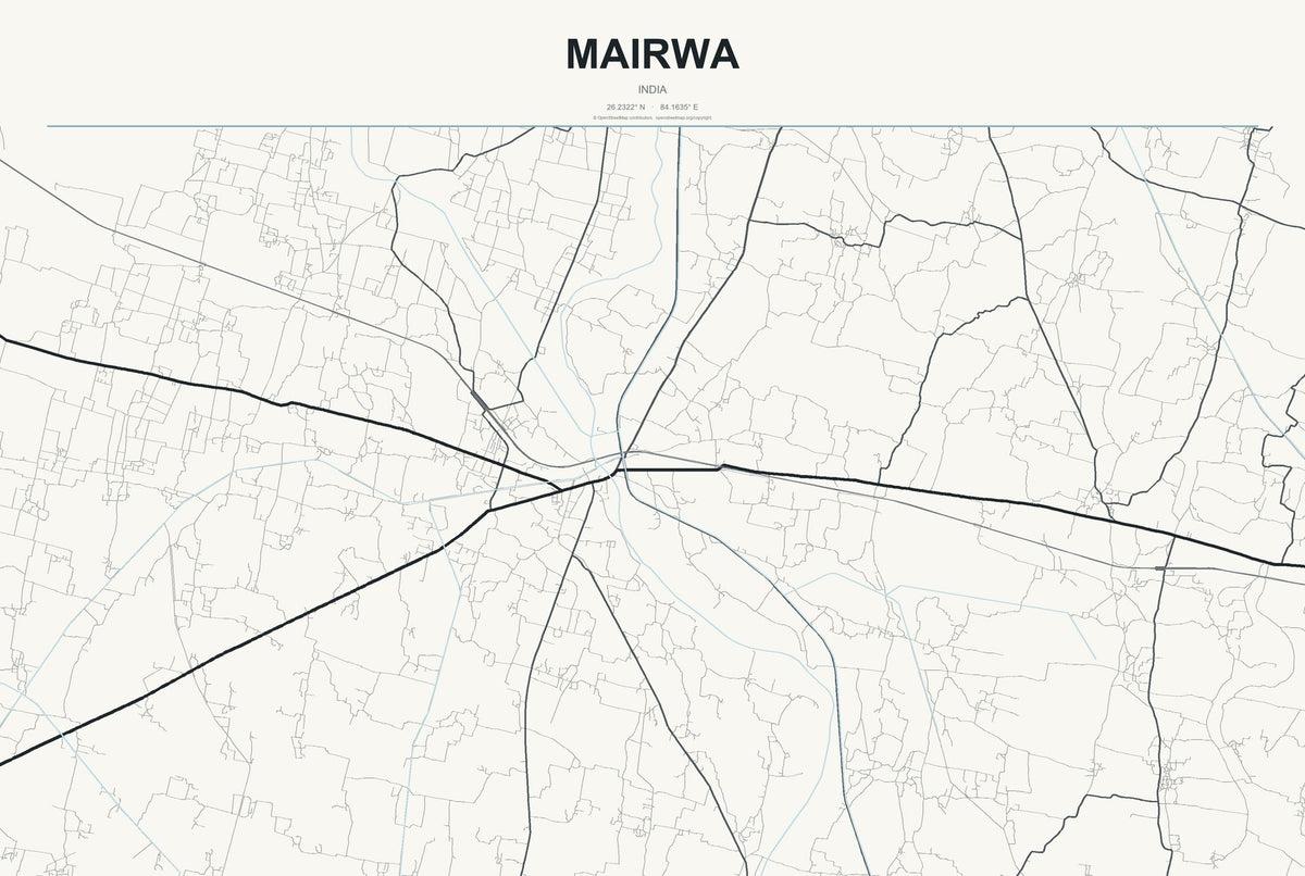 Mairwa, India City Map Aluminum Sign in Headline Atlas style
