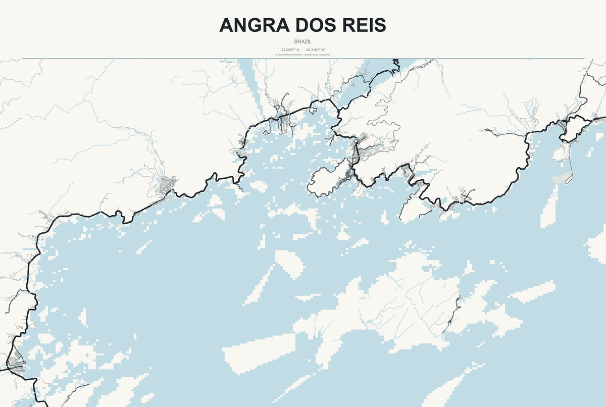 Angra dos Reis, Brazil City Map Aluminum Sign in Headline Atlas style