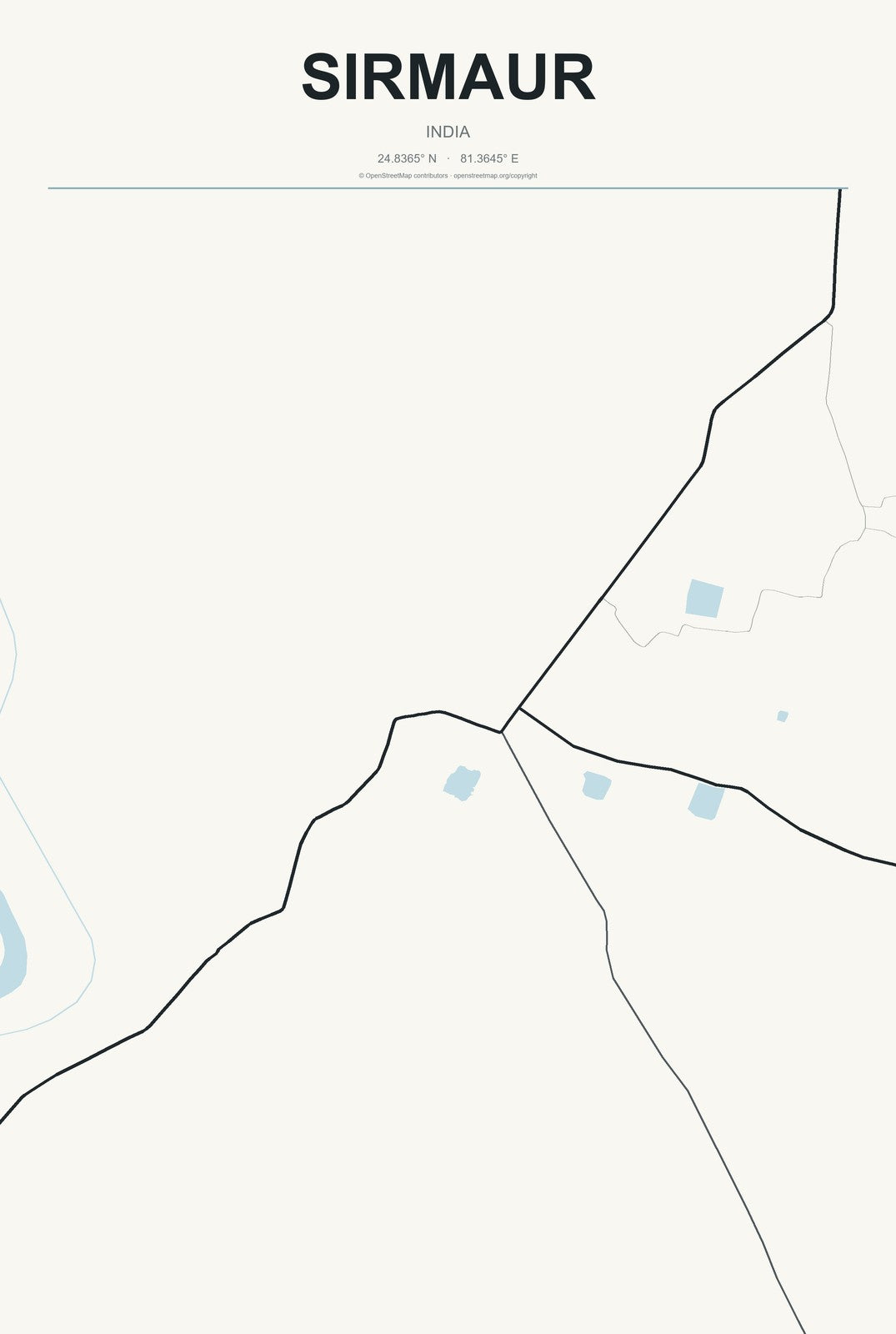 Sirmaur, India City Map Aluminum Sign in Headline Atlas style