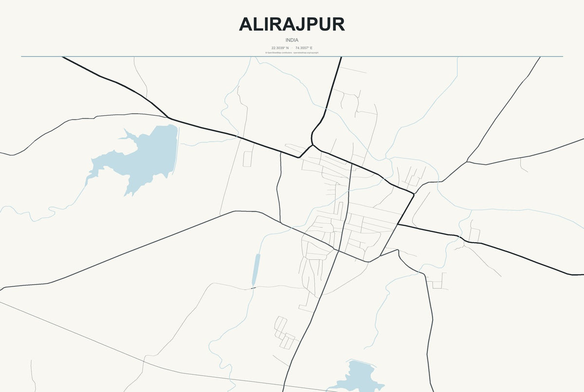 Alirajpur, India City Map Aluminum Sign in Headline Atlas style