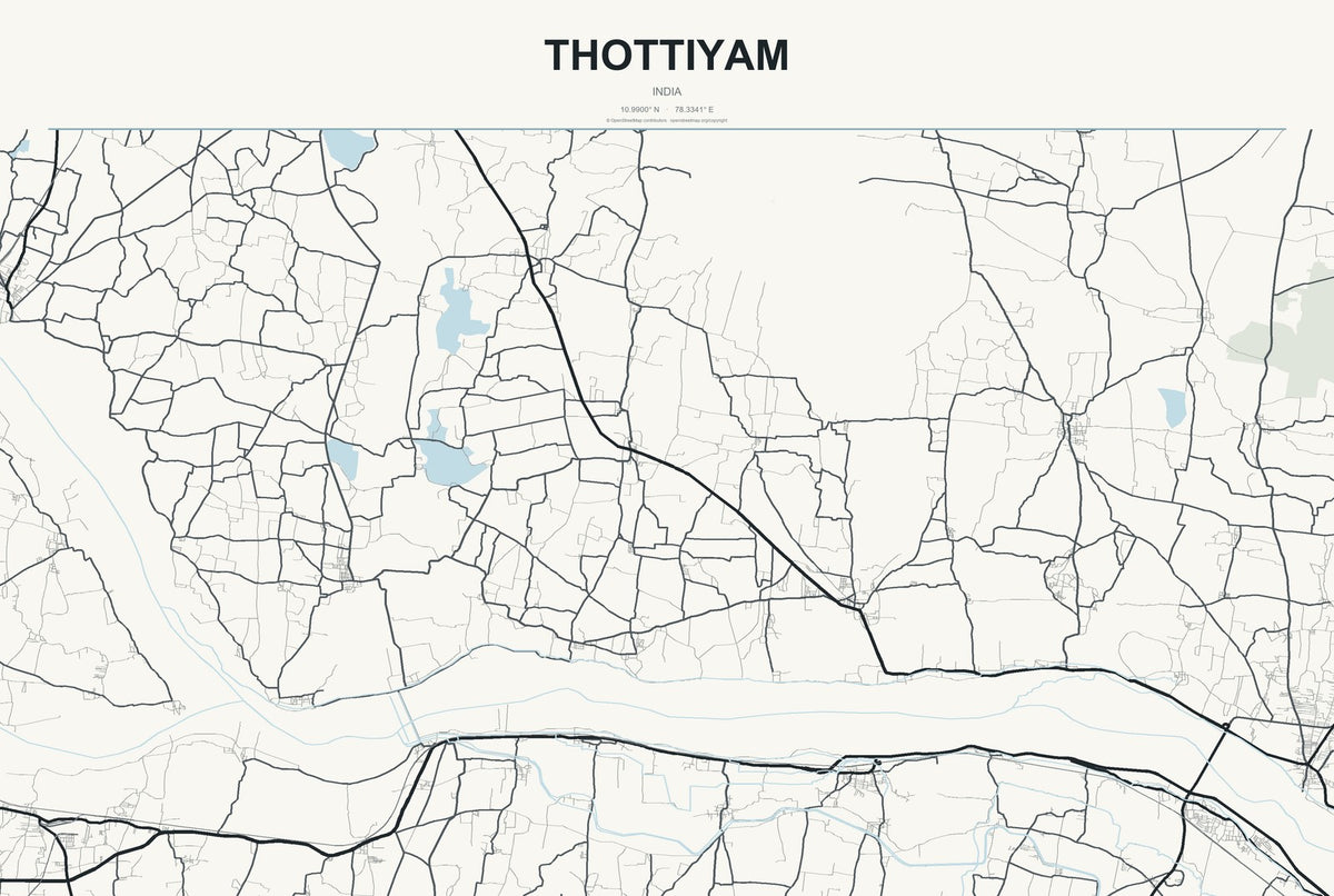 Thottiyam, India City Map Aluminum Sign in Headline Atlas style